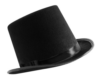 Black magician top hat isolated on white