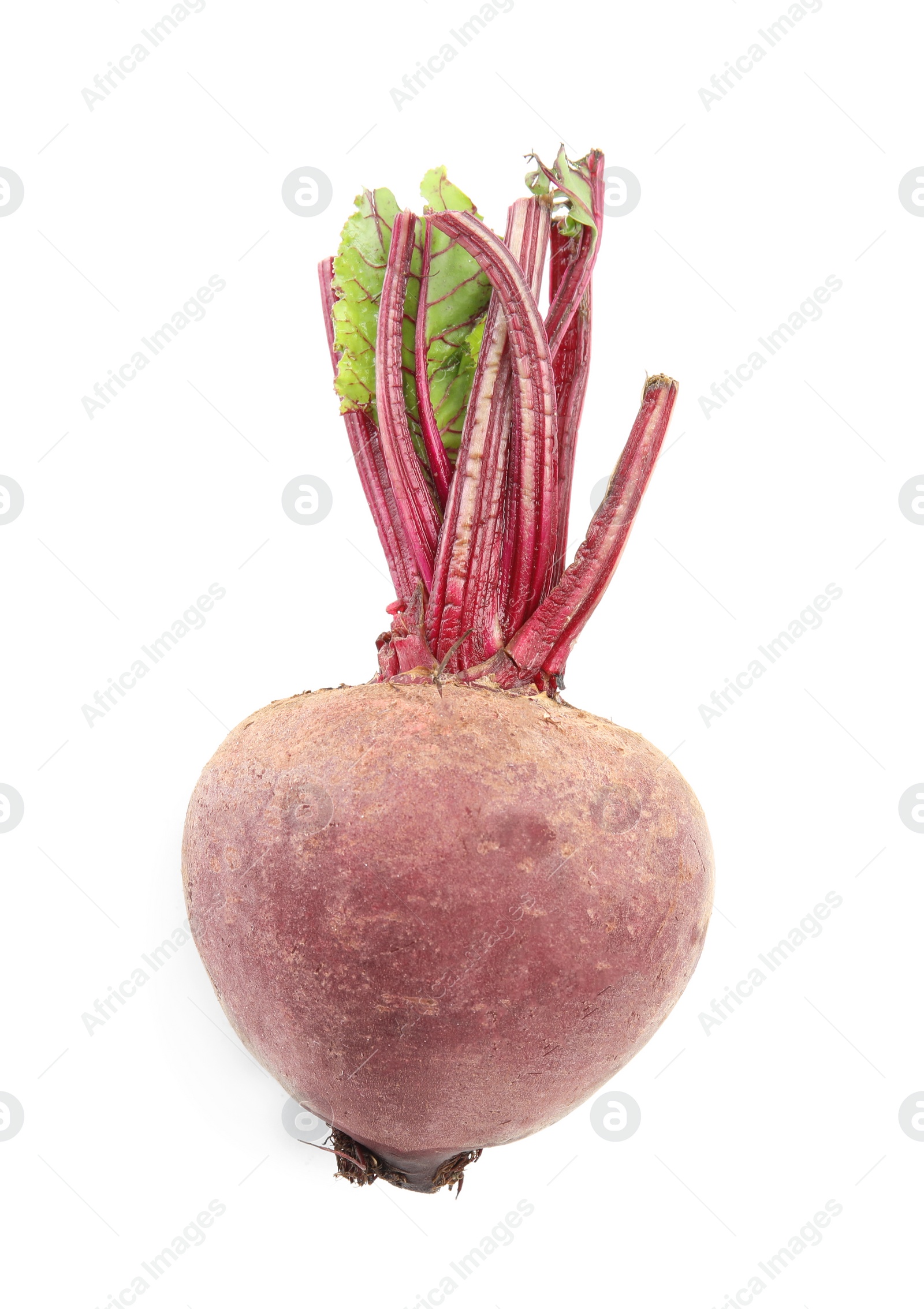 Photo of Fresh ripe beetroot isolated on white, top view