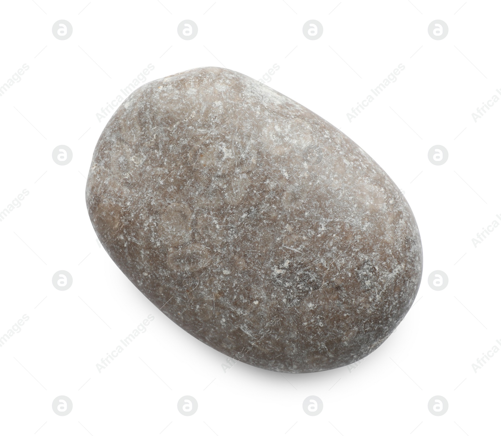 Photo of One grey stone isolated on white, top view