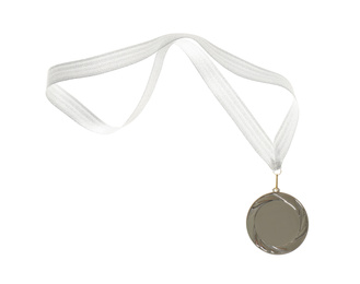 Silver medal isolated on white. Space for design