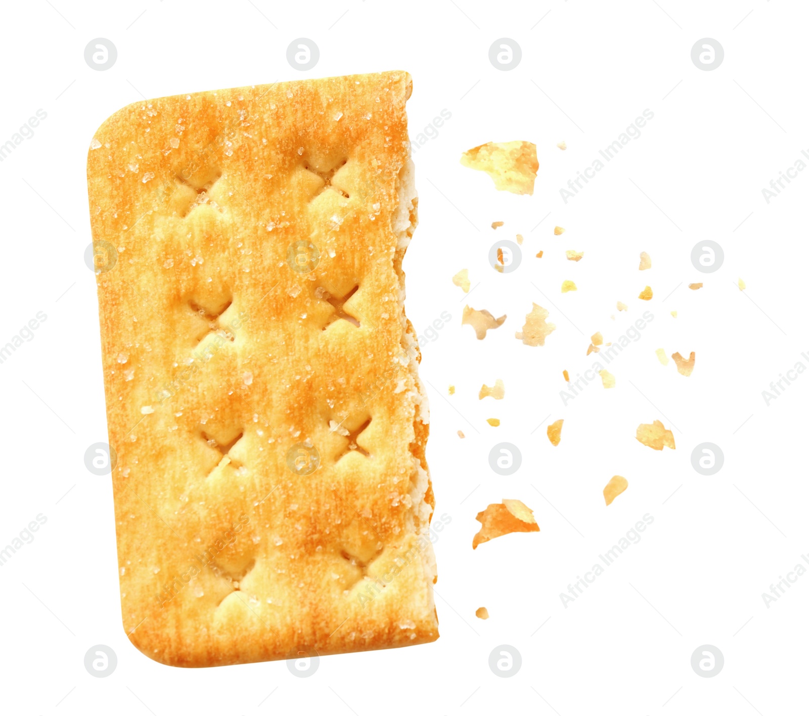 Image of Crushed cracker and crumbs on white background