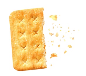 Image of Crushed cracker and crumbs on white background