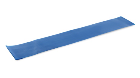 Photo of Blue fitness elastic band isolated on white
