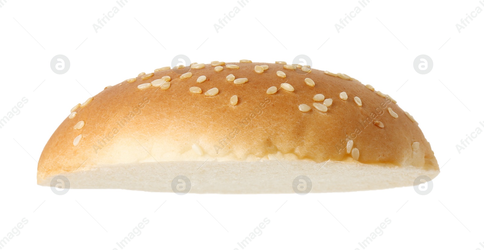 Photo of Half of fresh burger bun isolated on white