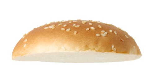 Half of fresh burger bun isolated on white