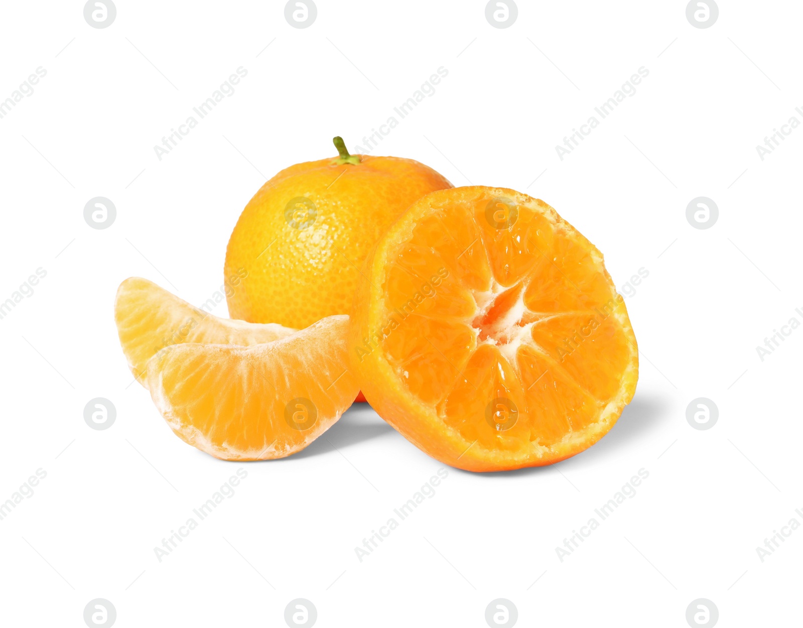 Photo of Fresh ripe juicy tangerines isolated on white