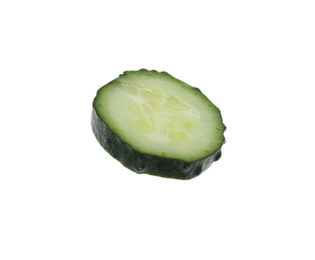 Photo of Slice of fresh cucumber isolated on white