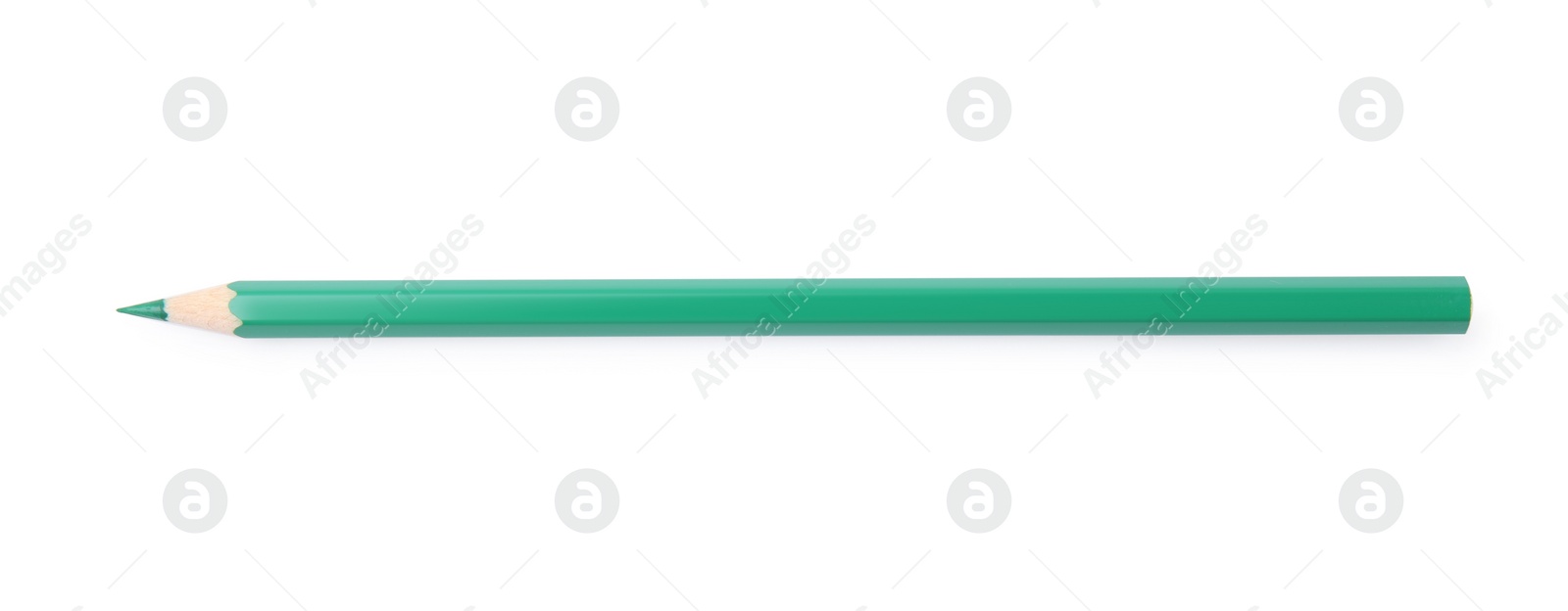 Photo of New green wooden pencil isolated on white