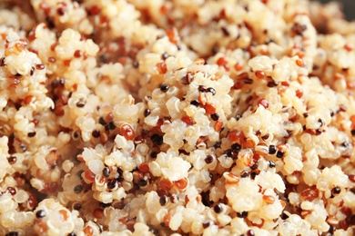 Closeup view of cooked quinoa. Healthy superfood