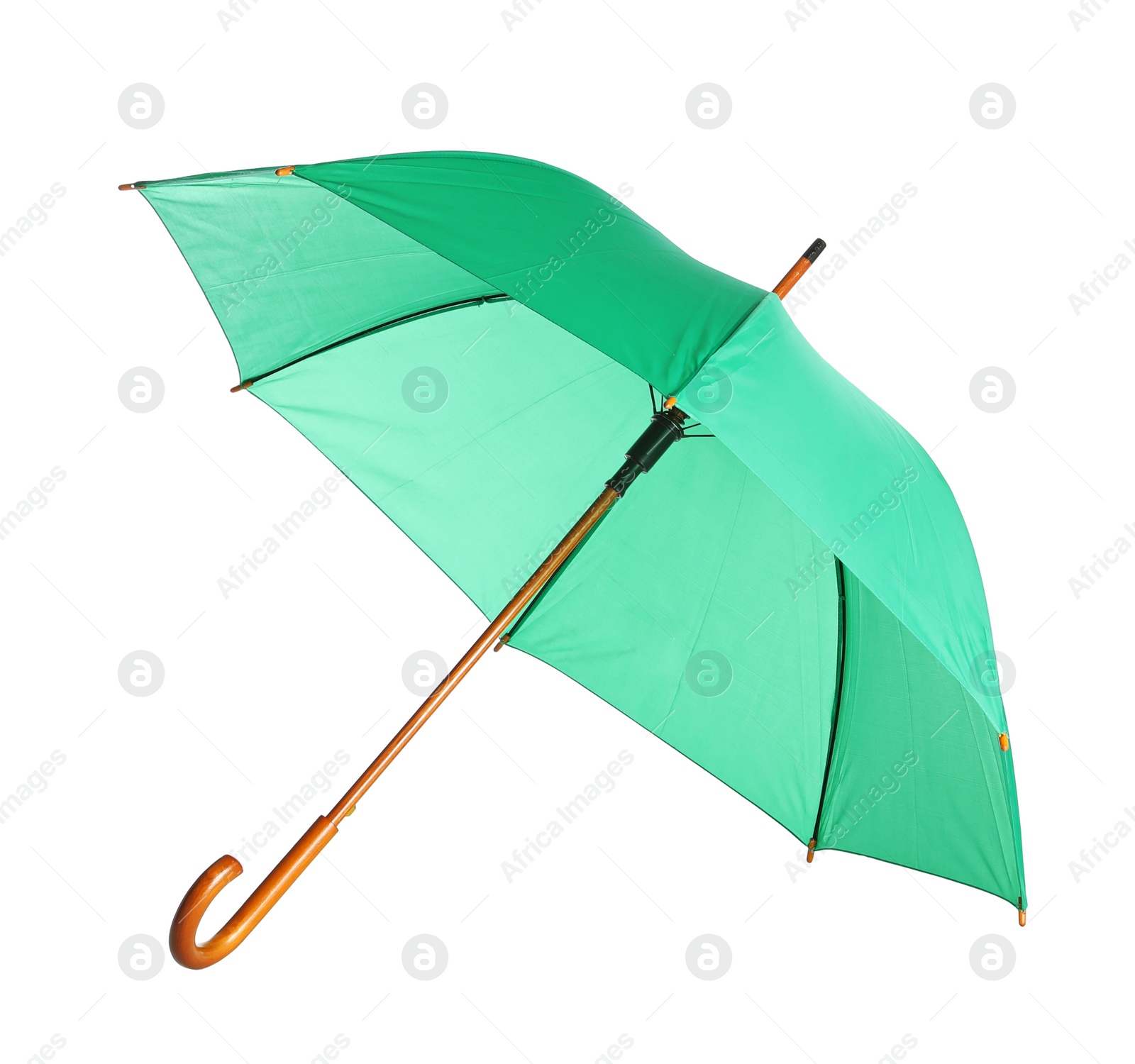 Photo of Beautiful open umbrella on white background