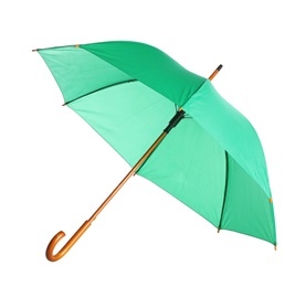 Beautiful open umbrella on white background