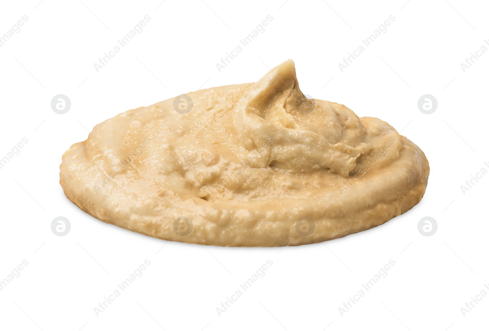 Heap of classic tasty hummus isolated on white Photo of Heap of classic tasty hummus isolated on white