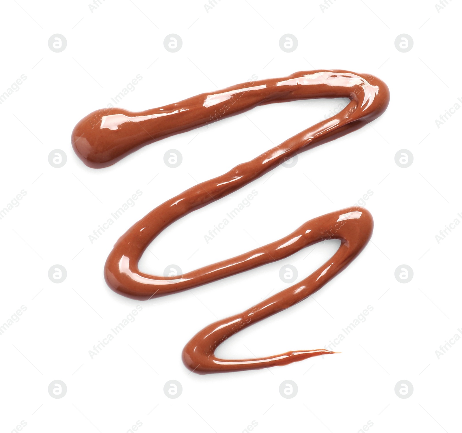 Photo of Smear of tasty milk chocolate paste isolated on white, top view