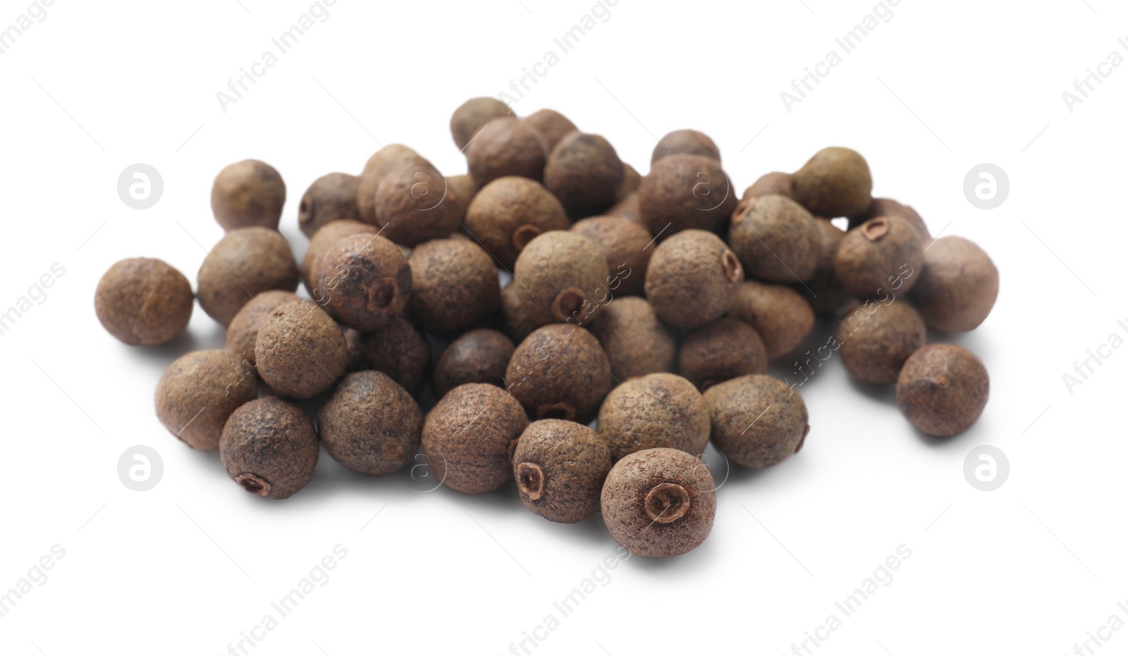 Photo of Dry allspice berries (Jamaica pepper) isolated on white