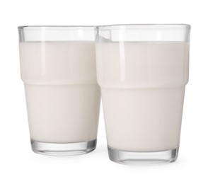 Glasses of fresh milk isolated on white