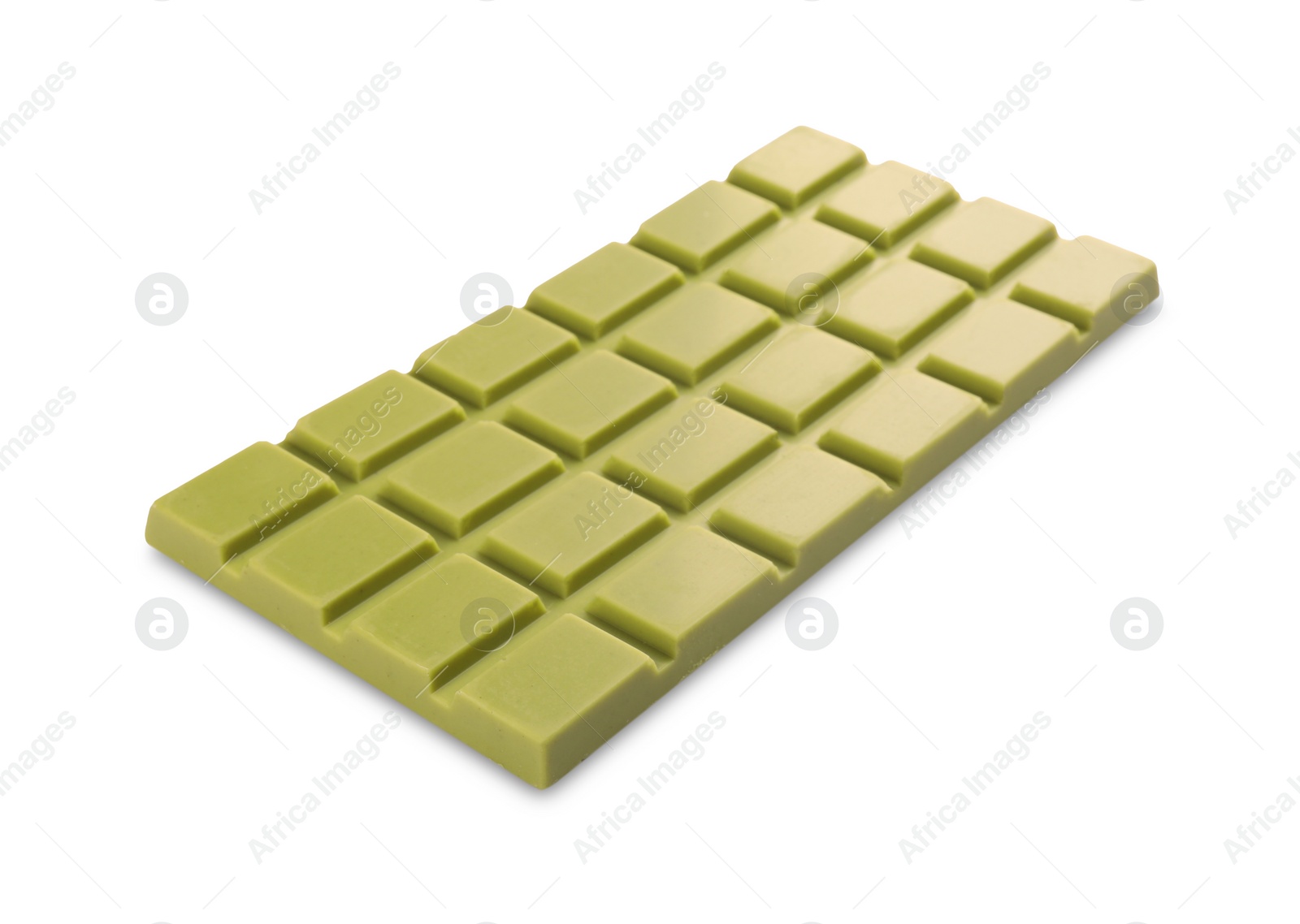 Photo of Tasty matcha chocolate bar isolated on white