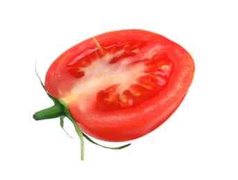 Photo of Half of red ripe tomato isolated on white