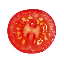 Half of ripe cherry tomato isolated on white