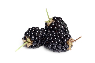 Tasty fresh ripe blackberries isolated on white