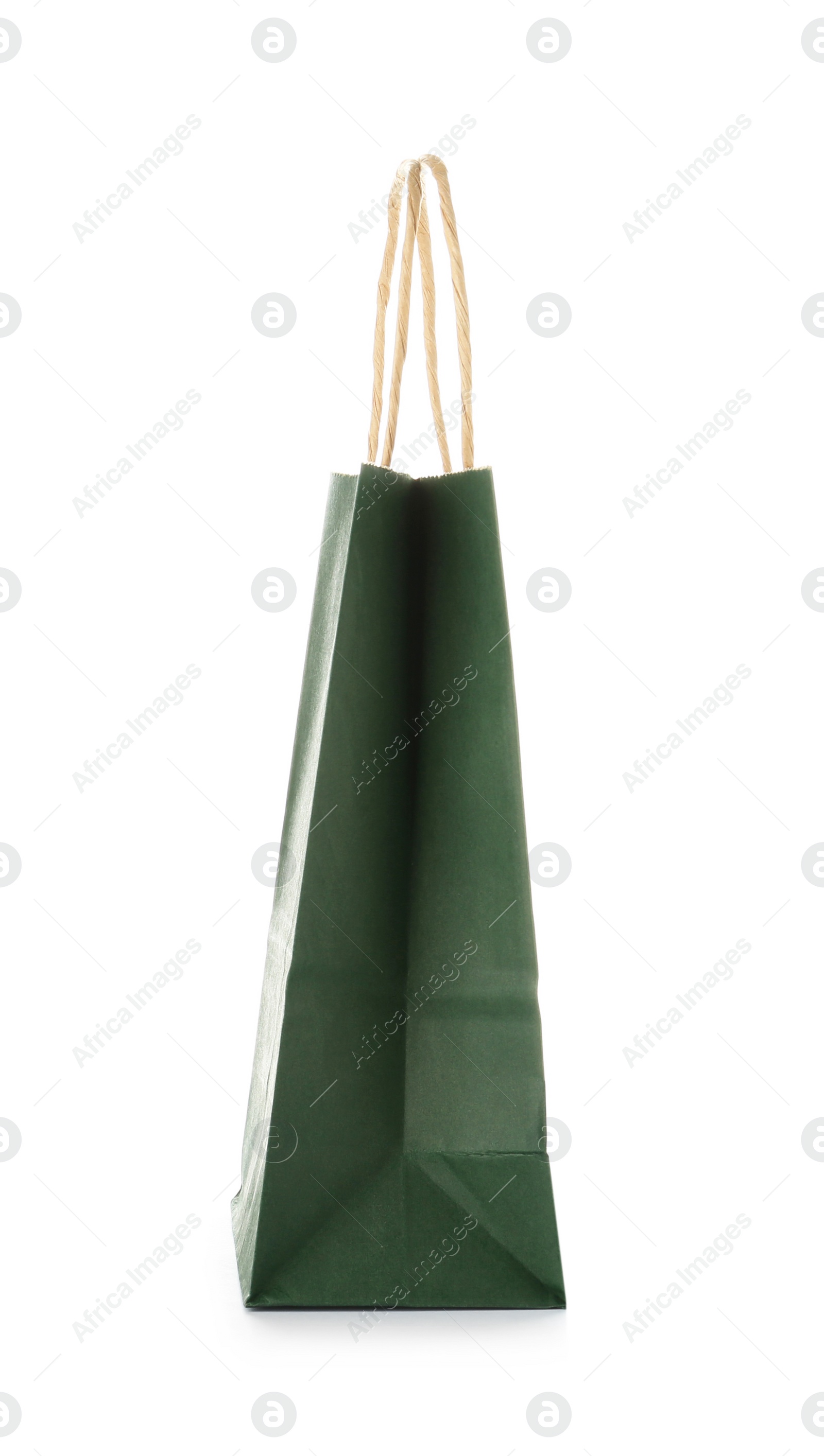 Photo of Empty paper shopping bag on white background