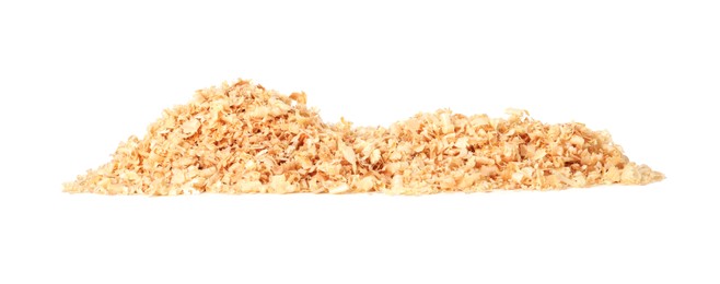 Pile of natural sawdust isolated on white