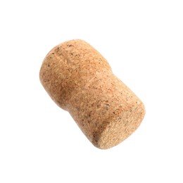 One sparkling wine cork isolated on white