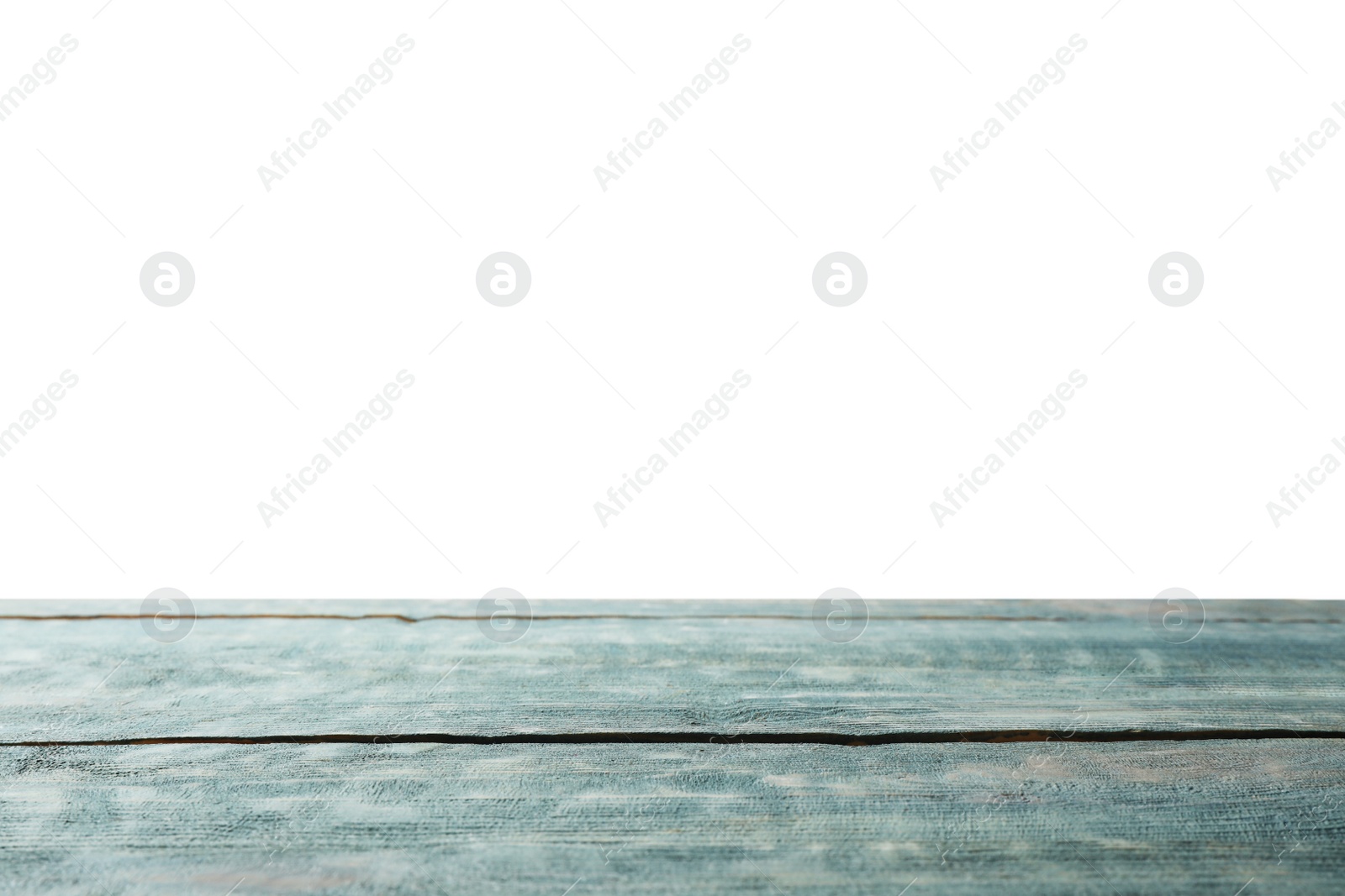 Photo of Empty wooden surface against white background. Mockup for design