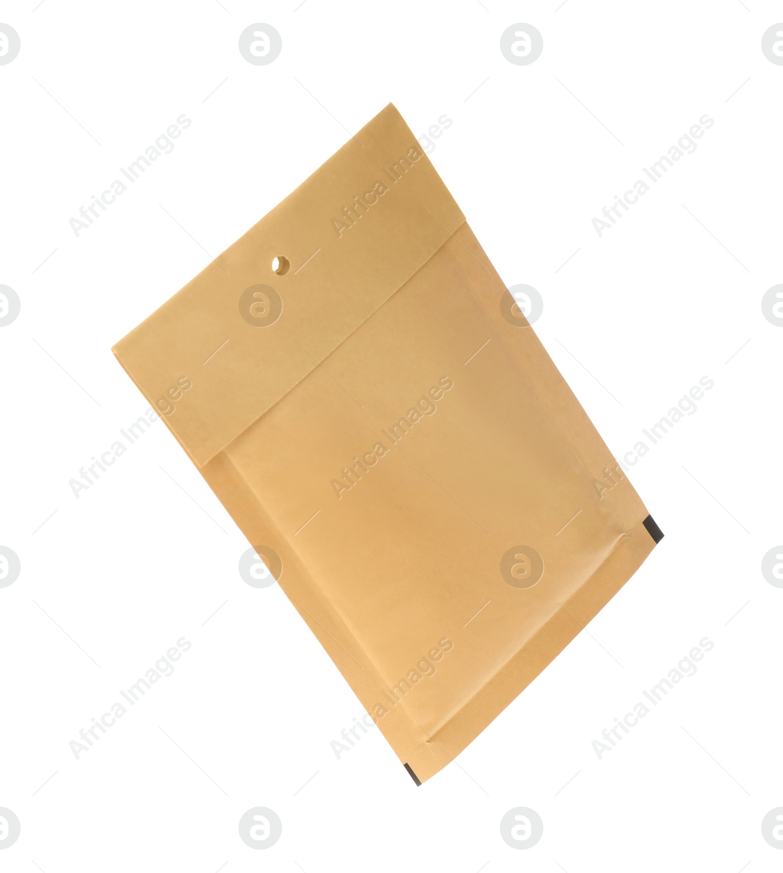 Photo of Kraft paper envelope isolated on white. Mail service