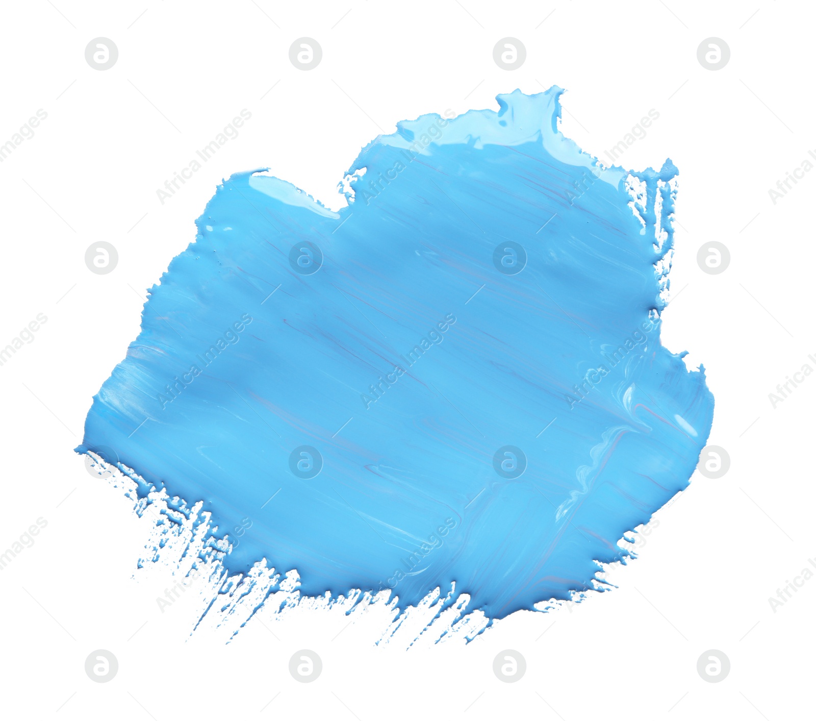 Photo of Abstract brushstroke of blue paint isolated on white