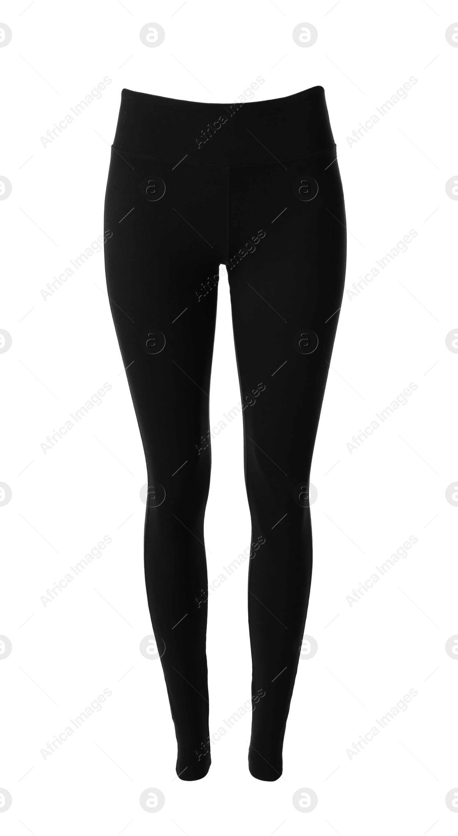 Photo of Black women's leggins isolated on white. Sports clothing