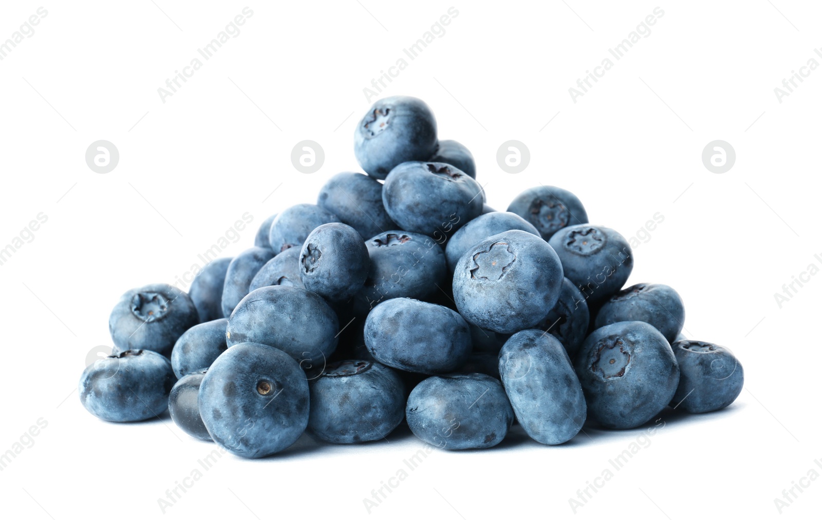 Photo of Tasty juicy ripe blueberries on white background