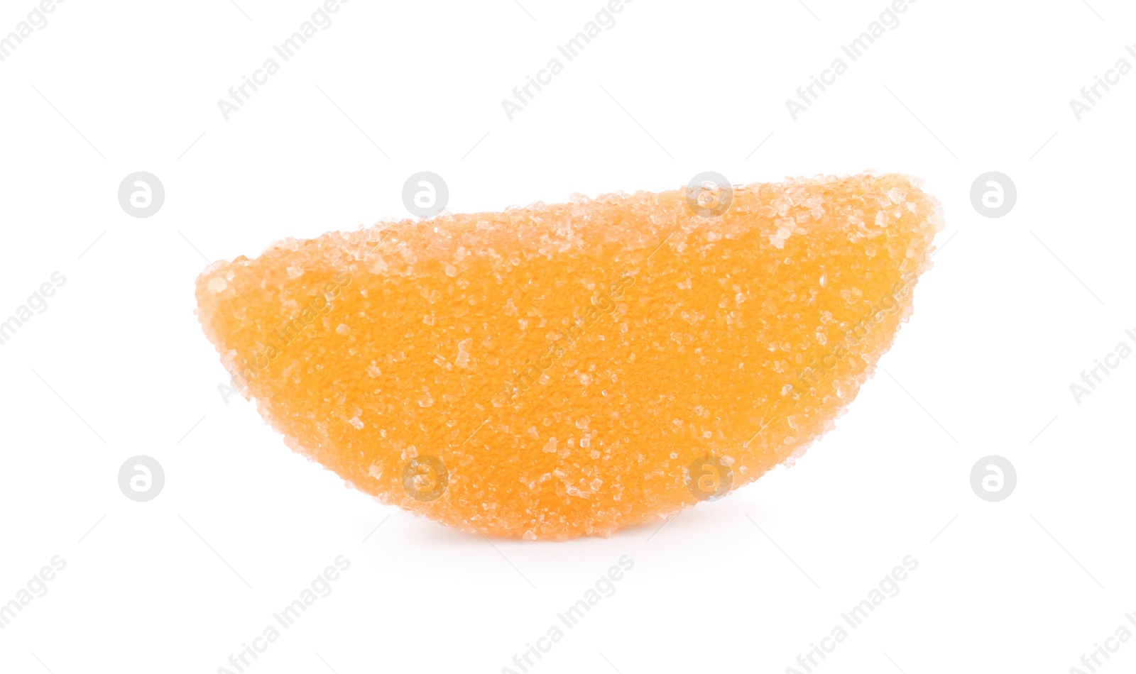 Photo of Sweet orange jelly candy isolated on white