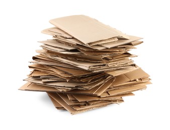 Photo of Stack of cardboard pieces isolated on white