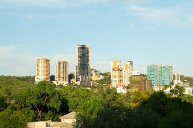 Picturesque view of city with modern buildings