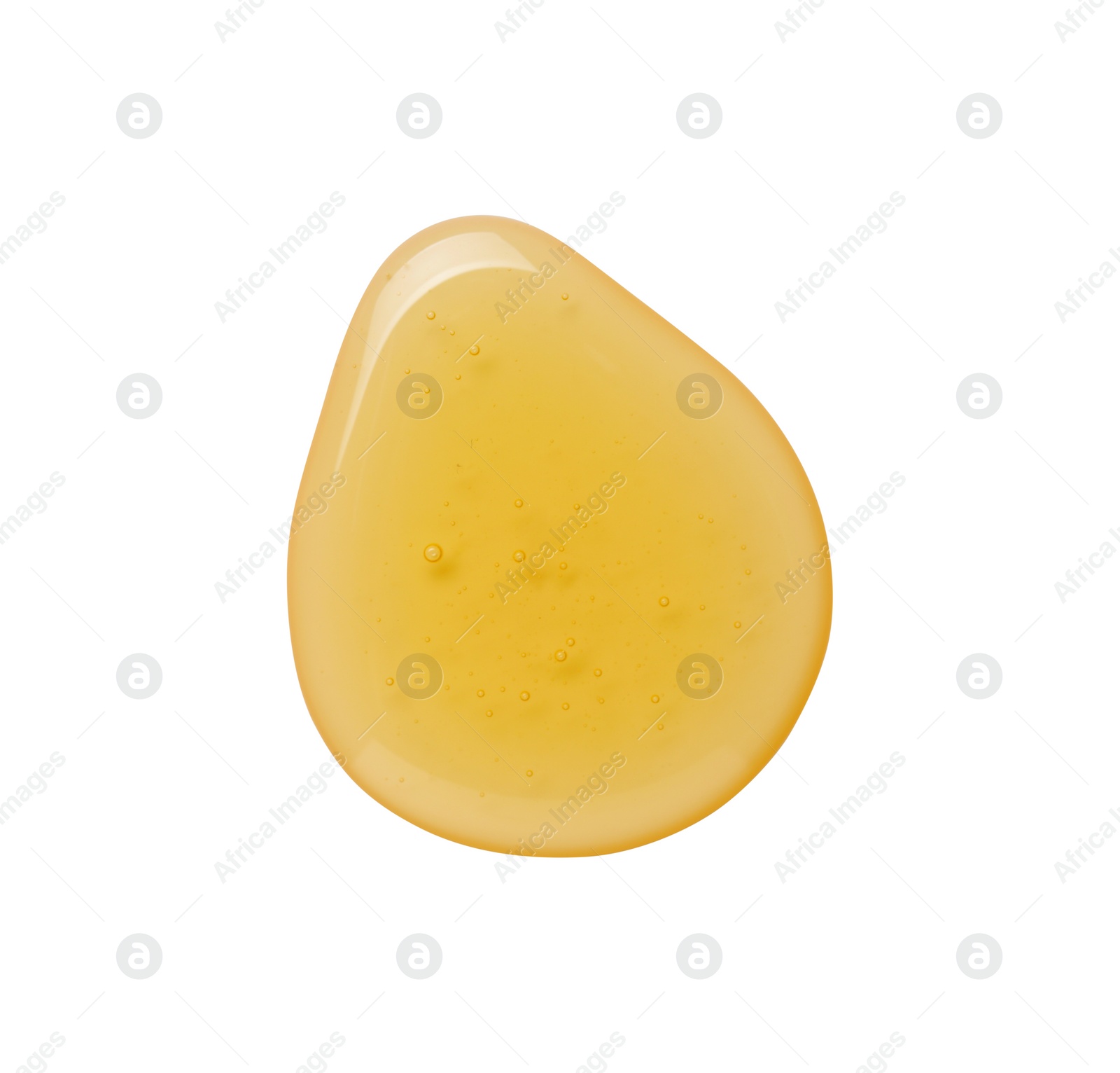 Photo of Drop of tasty natural honey isolated on white, top view