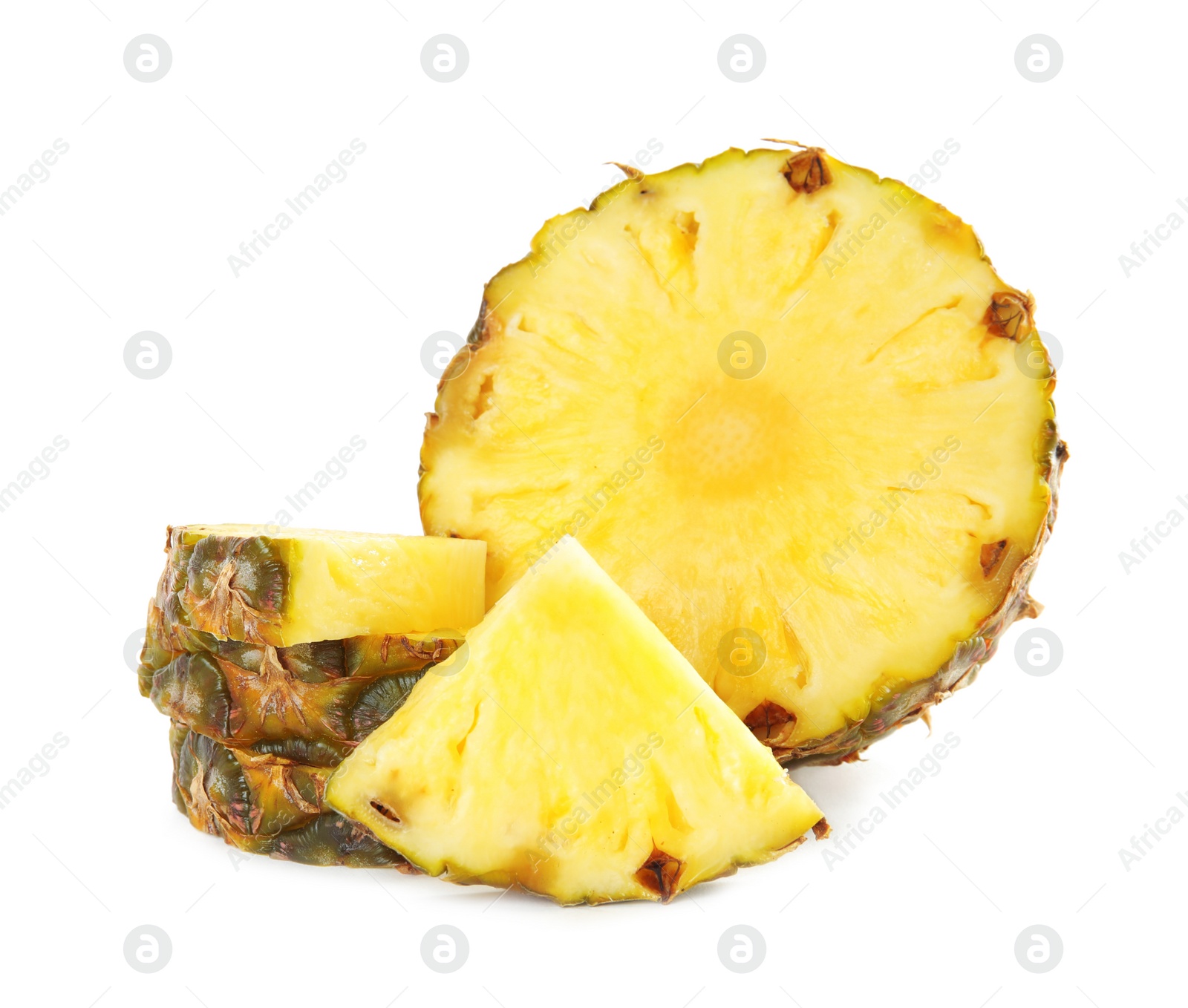 Photo of Slices of fresh pineapple isolated on white