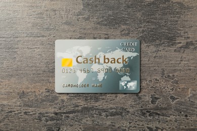 Image of Cashback credit card on grey table, top view