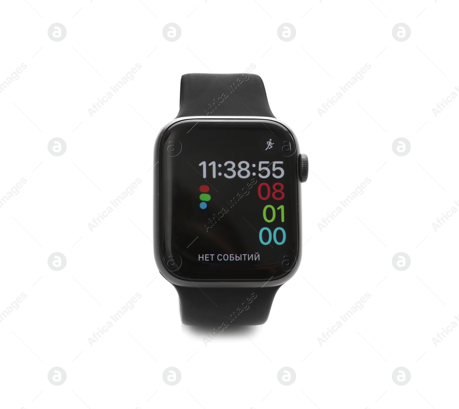 Image of MYKOLAIV, UKRAINE - SEPTEMBER 19, 2019: Apple Watch with activity app on screen against white background