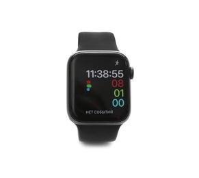Image of MYKOLAIV, UKRAINE - SEPTEMBER 19, 2019: Apple Watch with activity app on screen against white background