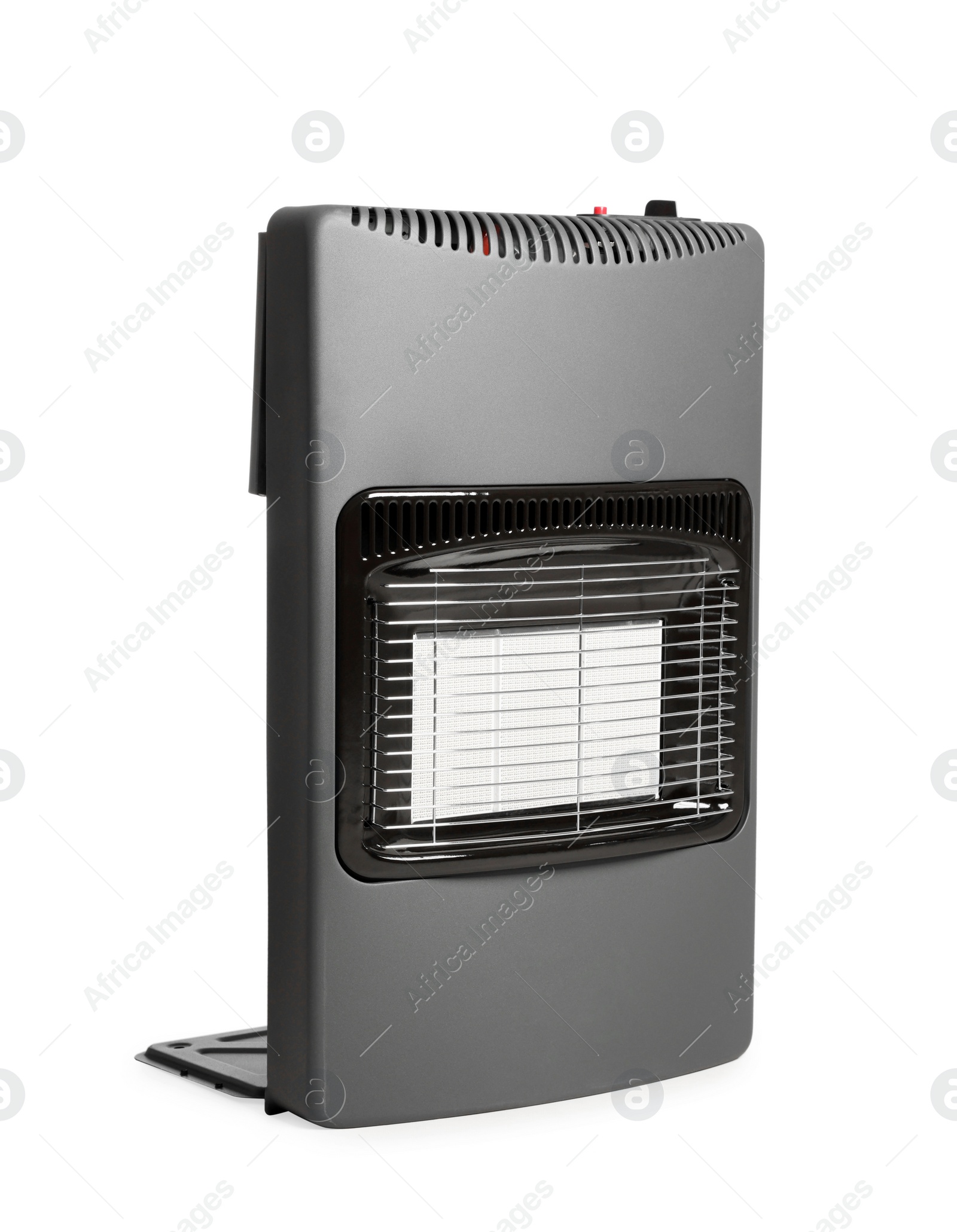 Photo of Modern gas heater isolated on white. Military equipment