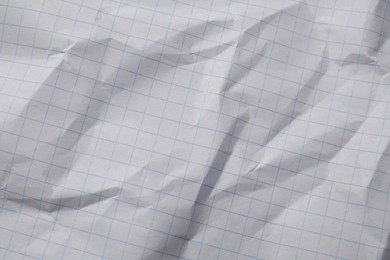 Crumpled sheet of paper as background, top view