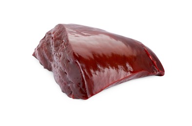 Photo of Piece of raw beef liver isolated on white
