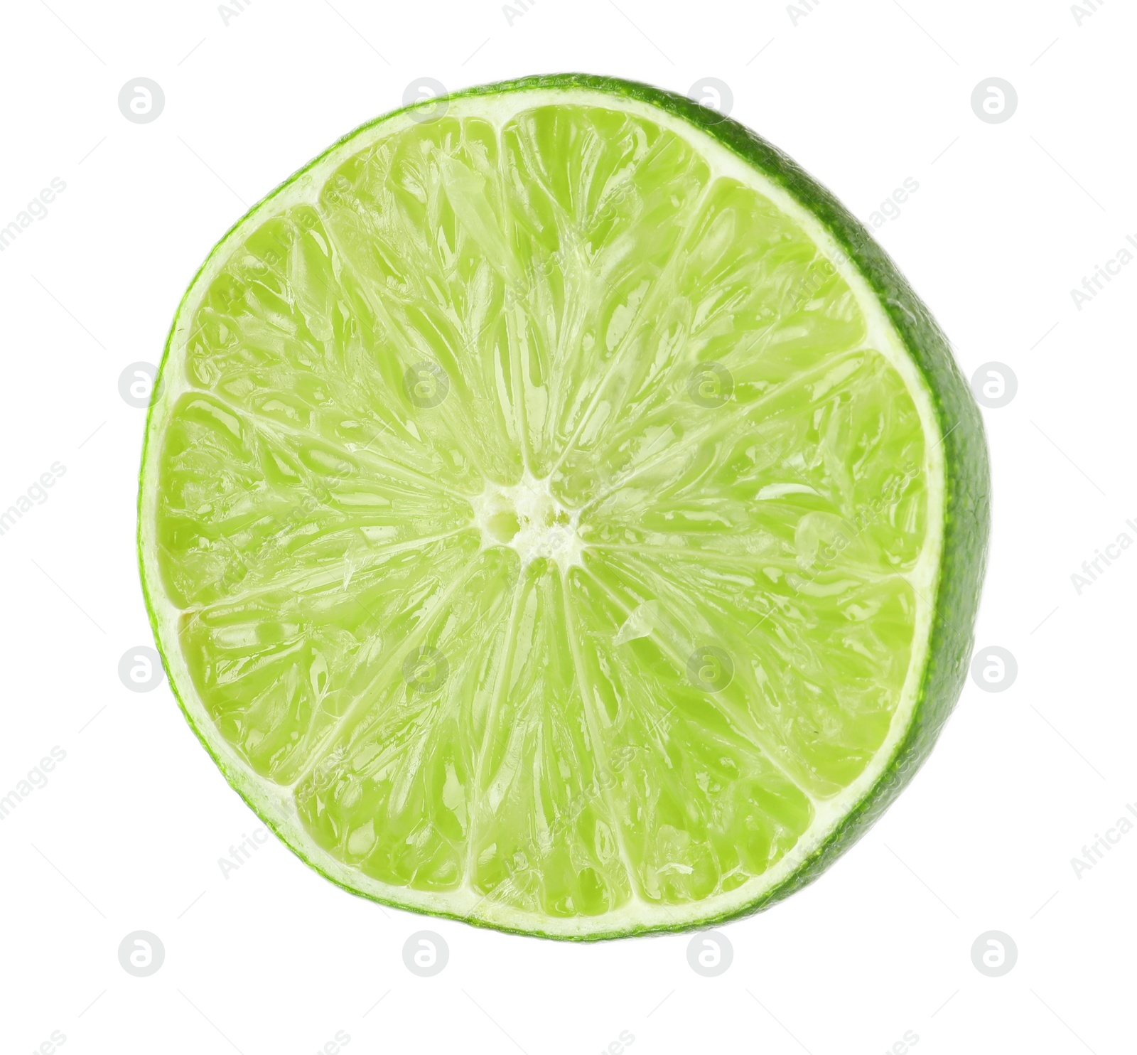 Photo of Half of fresh green ripe lime isolated on white