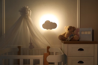 Cloud shaped night lamp in baby's room