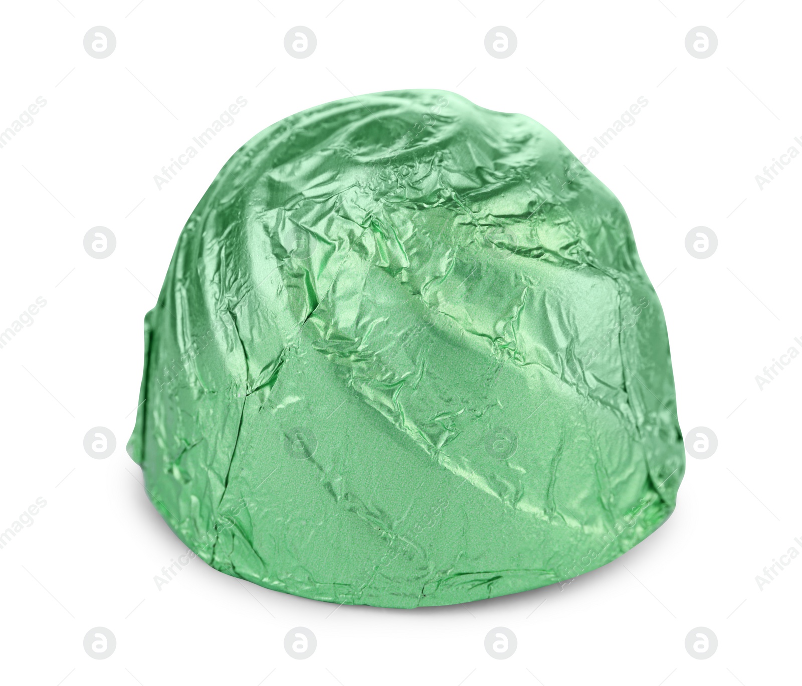 Photo of Candy in light green wrapper isolated on white