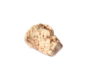 Photo of One piece of tasty chocolate halva isolated on white