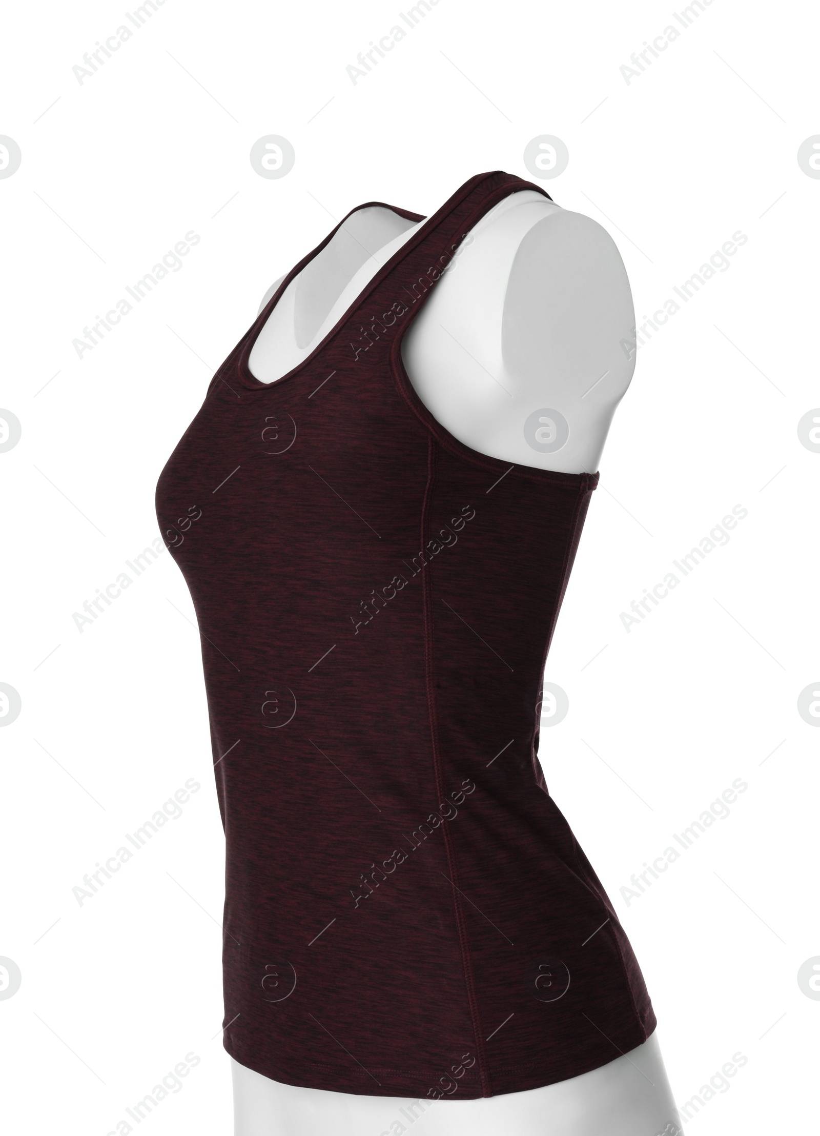 Photo of Wine red women's top isolated on white. Sports clothing