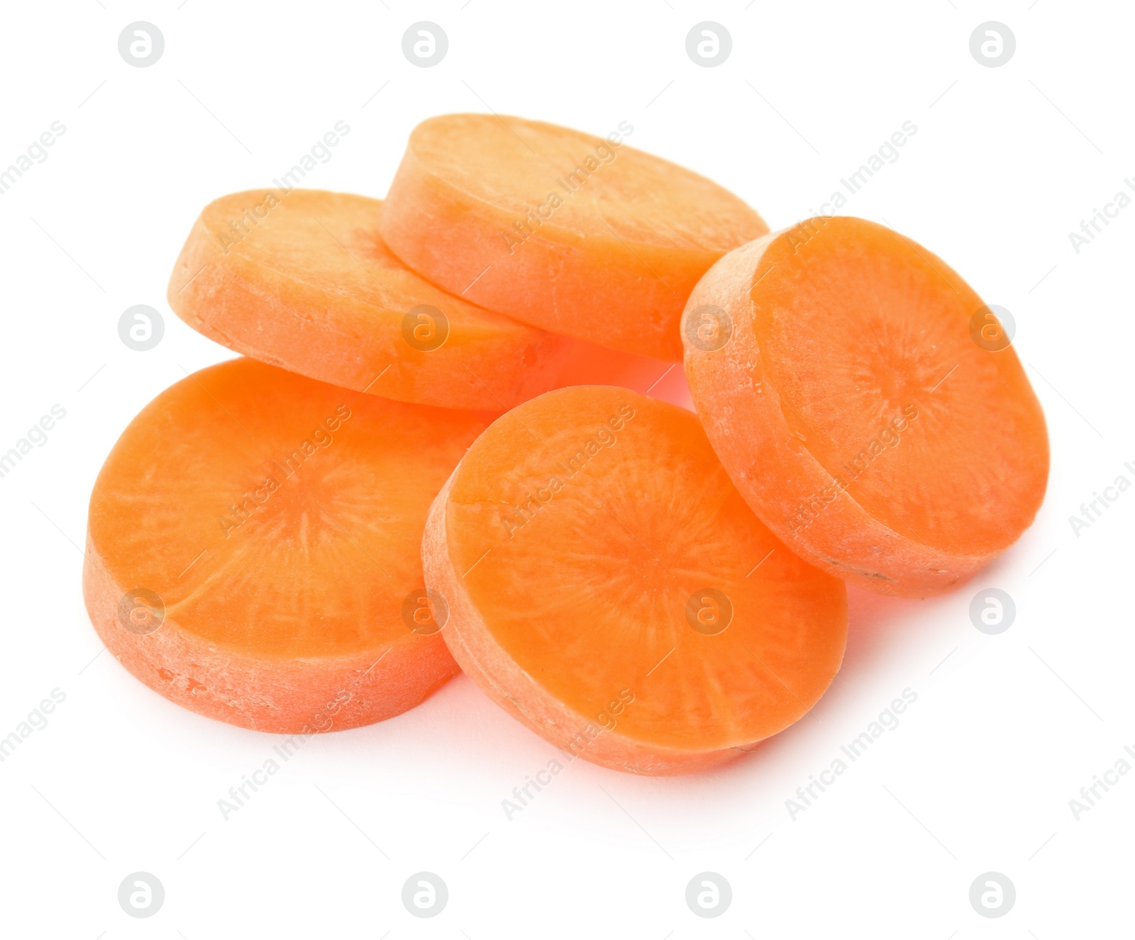 Photo of Ripe sliced carrot on white background