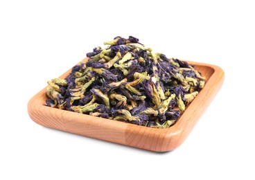 Organic blue Anchan on white background. Herbal tea
