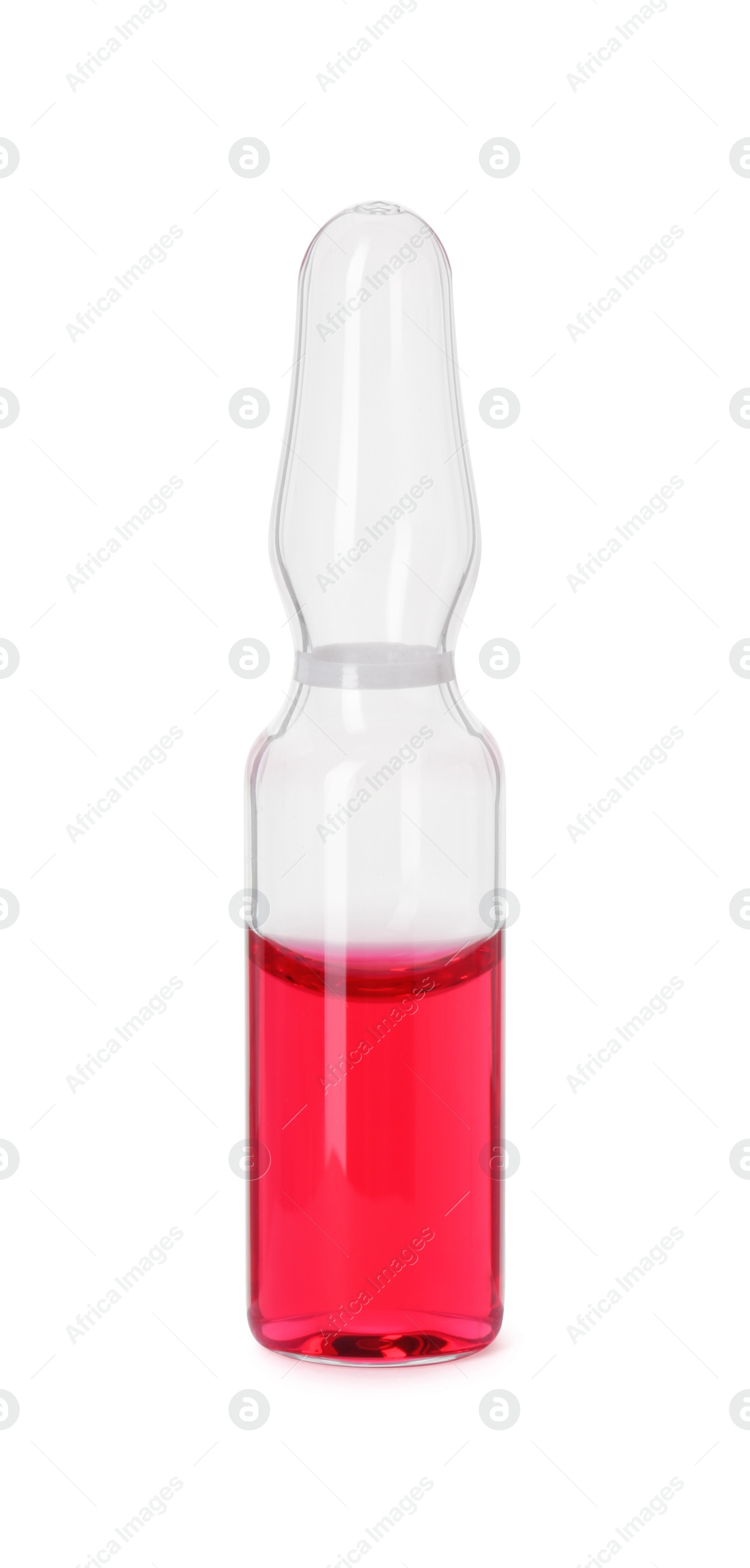 Photo of One glass ampoule with liquid isolated on white